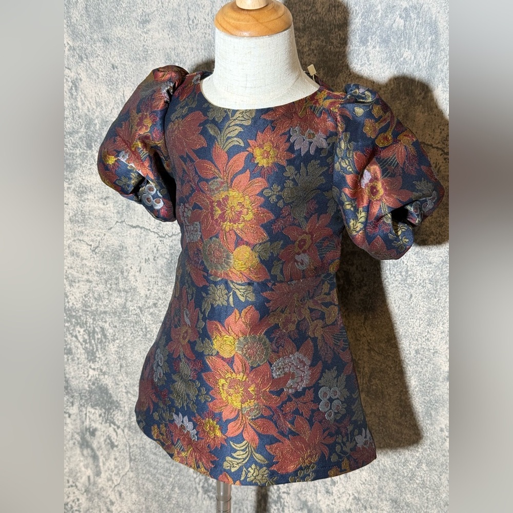 GB Girls Floral Puff Sleeve Dress - Multicolor
